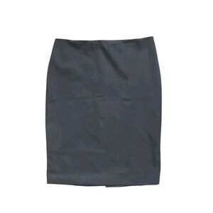 Avenue Montaigne Paris Black Knee Length Pencil Skirt with Kick Pleat, Size 8